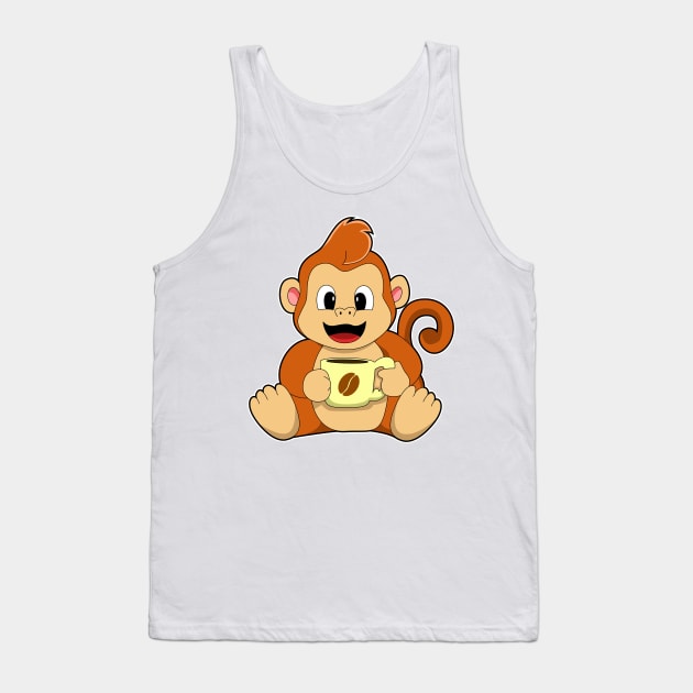 Monkey with Cup of Coffee Tank Top by Markus Schnabel